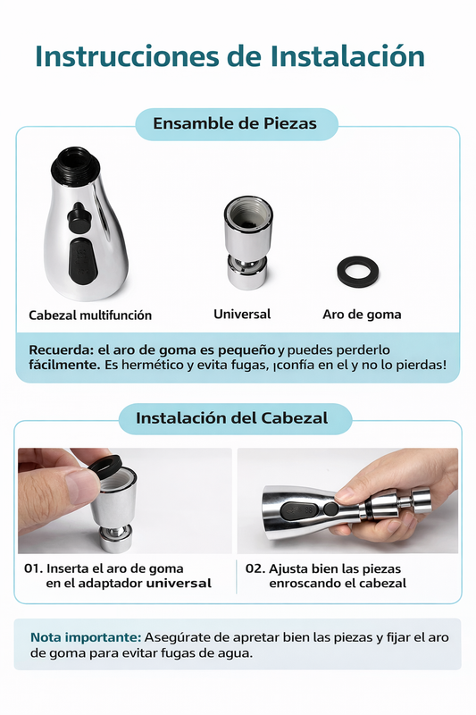 Grifo de Cocina 360 con 3 Modos de Agua